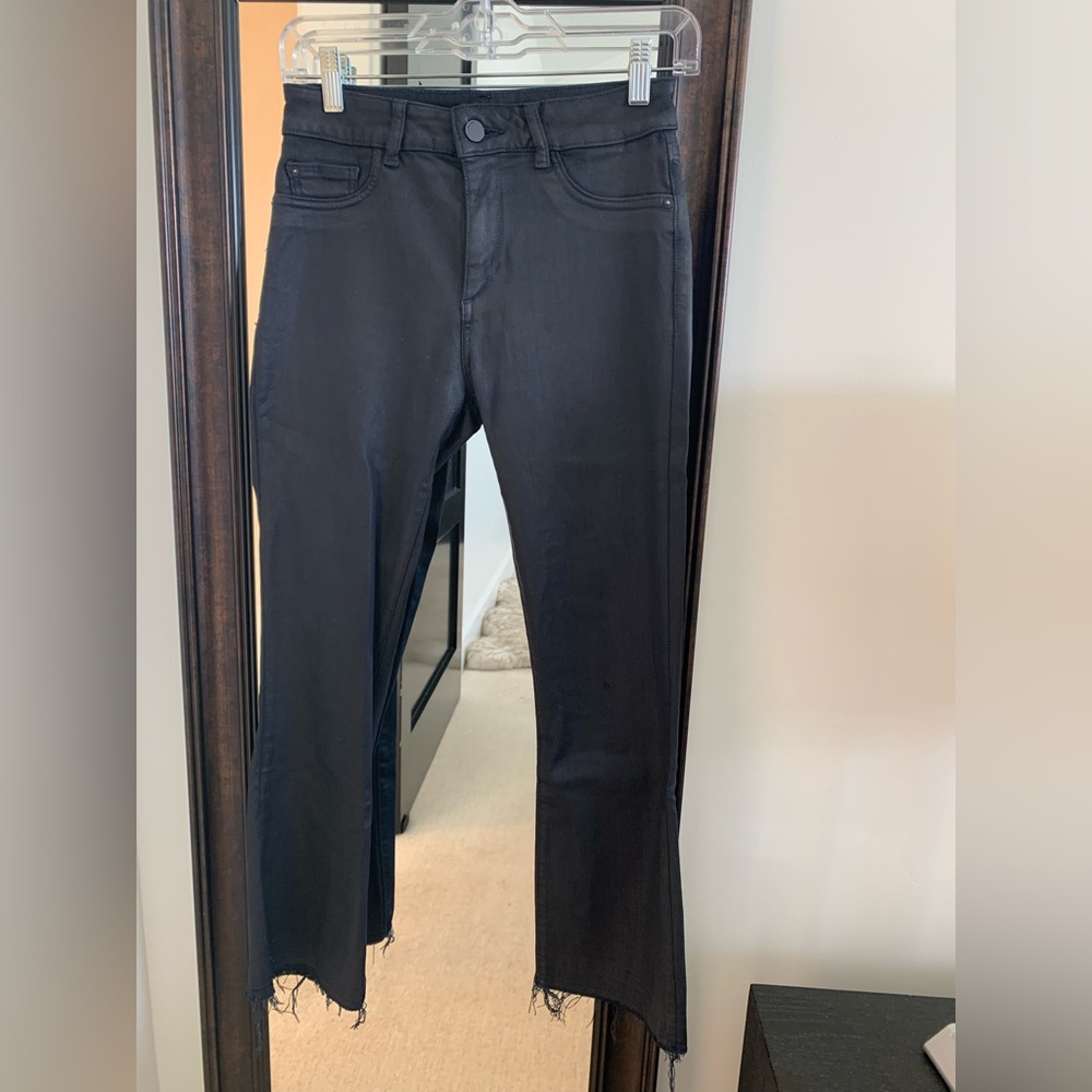 DL1961 coated denim dark blue jeans